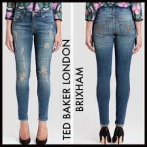 Ted Baker Brixham Destroyed Skinny Blue Jeans